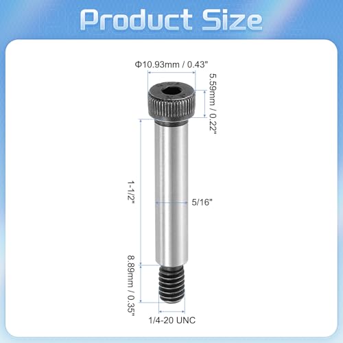 QUARKZMAN Legierungstahl Sechskantkopf Schulter Schrauben, 1-1/2 Schulterlänge, 5/16 Schulterdurchmesser, 5/16-20 UNC Gewinde, 5 Stück