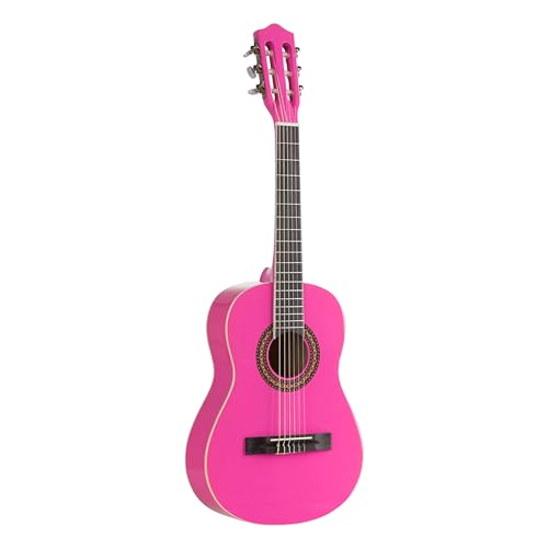Preisvergleich Produktbild Voggenreiter Kindergitarre 1 / 2 Kinder Akustikgitarre Spielzeug Instrument (18 Bünde, offene Mechaniken mit Acrylknöpfen, authentischer Klang, Linde / Pappel), pink