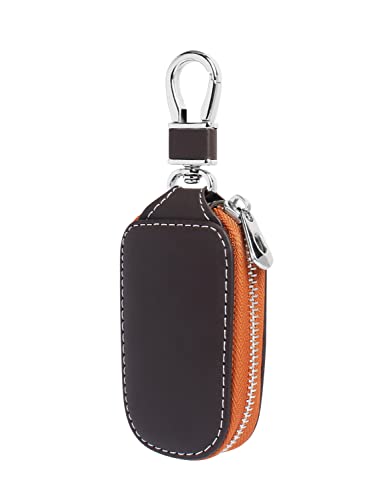 Frotox Llavero Coche, Estuches de llave Portallaves de PU Piel Portátil Organizador Llaves Llavero Cartera para Mujeres y Hombres (Marrón)