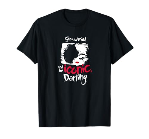 T-shirt Cruella Stay Weird en coton noir col rond pour look gothique punk