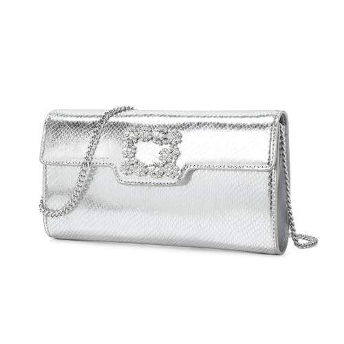 Image of Evening Bag Clutch Purses for Women Elegant Rhinestone Handbags for Formal Wedding Party & Cocktail Prom (silver)
