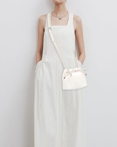 Women Mini Solid Color Faux Suede Crossbody Bag Shoulder Bag Drawstring Bucket Bag2