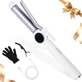 9000 mAh Rechargeable Cordless Curling Iron, Up to 400°F USB 28MM Cordless Hair Curlers Wireless Curling Wand with 4 Temps, 80 Mins Use Time Portable Ceramic Travel Curling Iron for Short & Long Hair