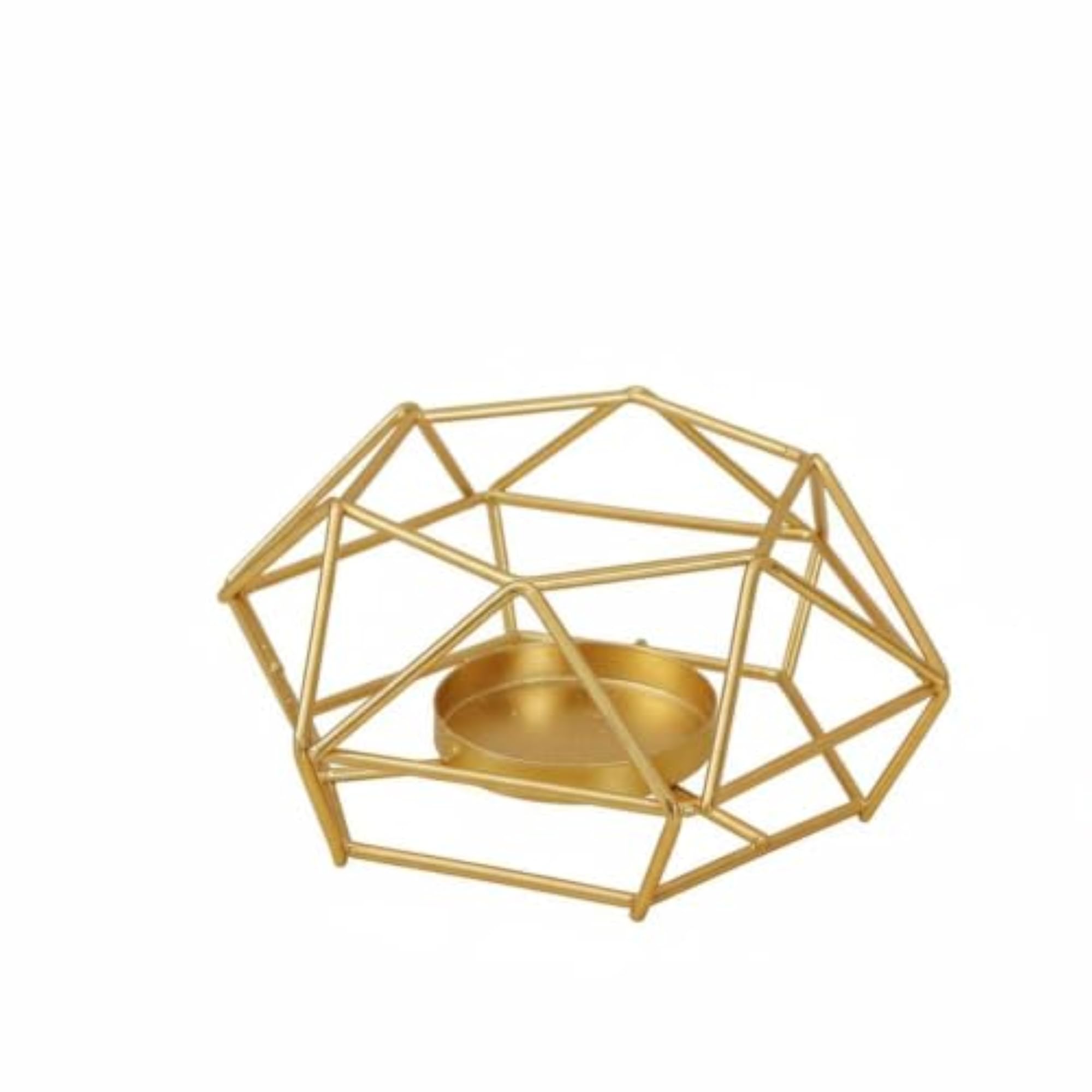 Hexagonal Wireframe Candlestick, Minimalist Geometric Metal Holder
