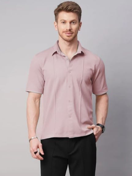 Image of GRECIILOOKS Men's Cotton Lycra Blend Casual Stylish Regular Fit Formal Shirt