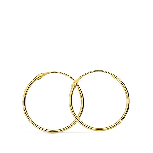 Pendientes oro 18k aros tubos huecos 16mm. [AB4668]