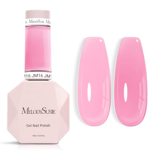 Image of MelodySusie Jeweliver Gel Nail Polish, 0.5Fl.oz Berry Pink Gel Polish Pastel Nude Color Sheer Translucent Soak Off UV LED Light Cure Gift Nail Art Manicure DIY at Home JM16