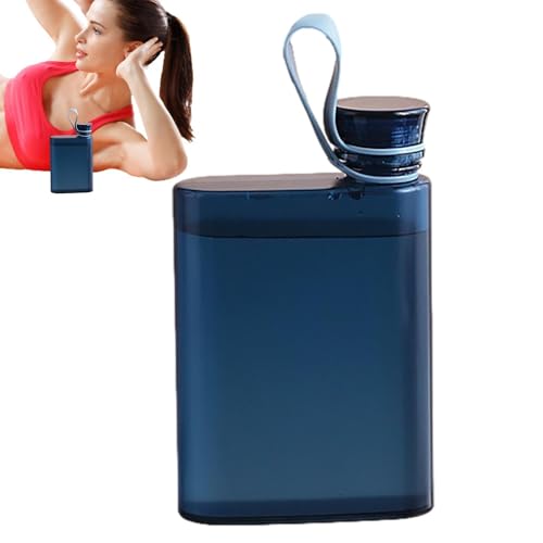 Botella de agua plana de 400 ml, delgada, ligera, a prueba de fugas, práctica de mano, botella para fitness, camping, senderismo para yoga, en casa y ciclismo, actividades al aire libre