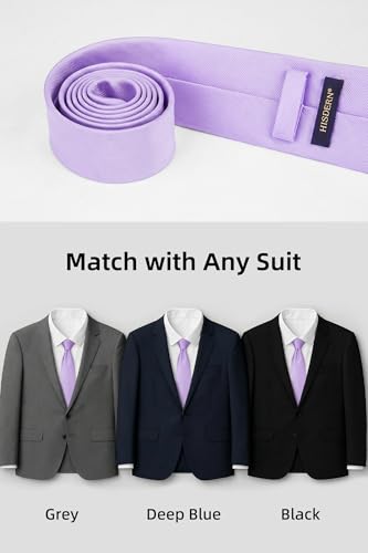 Image of HISDERN Mens Ties Solid Color Ties for Men Formal Necktie with Pocket Square Set Satin Silk Neck Tie Handkerchiefs Set