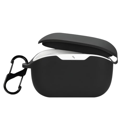 Image of LIRAMARK Silicone Cover Case with Carbiner Compatible with JBL Wave Buds (Black)