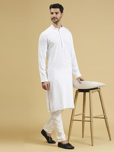 Image of Rajubhai Hargovindas Men Chikankari and Sequin Work Kurta
