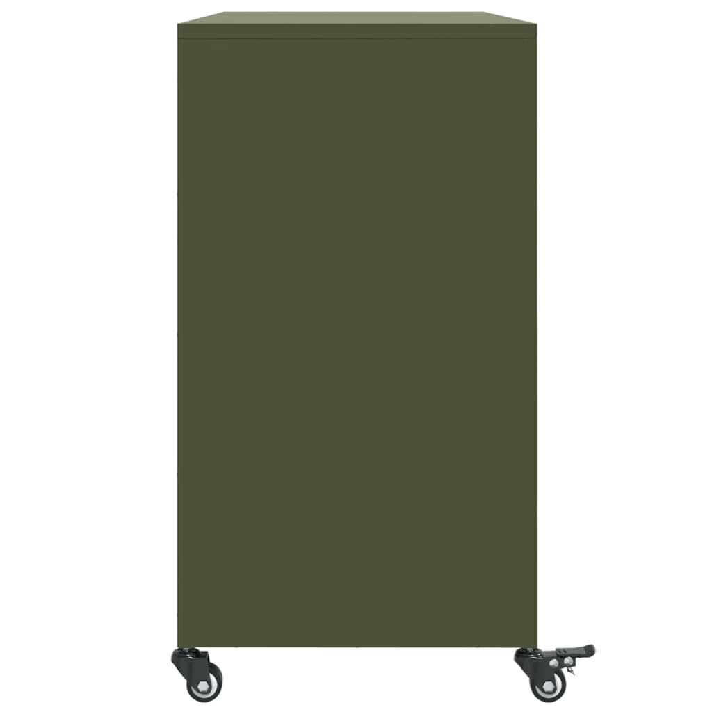 vidaXL Credenza Verde Oliva 100,5x39x72 cm in Acciaio