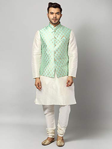 Image of Uri and MacKenzie Men's Silk Blend Kurta Pajama with Designer Ethnic Nehru Jacket /Modi Jacket