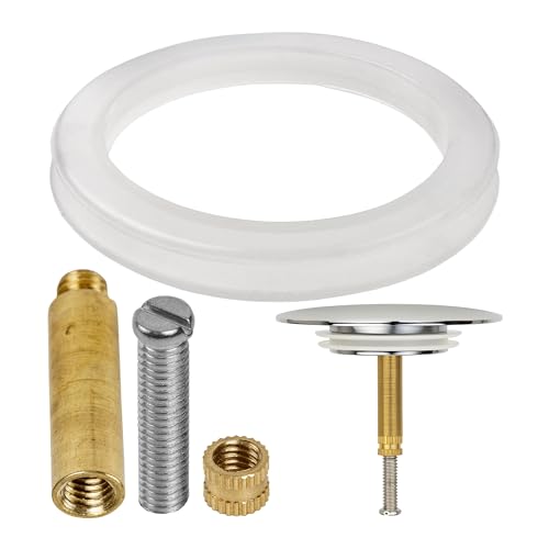Junta y Espiga de Recambio para tapón de bañera, 4 Piezas, Espiga con Tornillo y Tuerca, Junta de estanqueidad con Junta Doble, para Cono de válvula de bañera