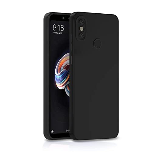 Image of JANAK RAJ Silicone Back Case Cover Compatible with Xiaomi Redmi Note 5 Pro| Slim Liquid Silicone Soft Gel Rubber | Camera Protection -Black