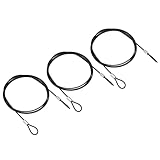 PATIKIL 3 Stück 3.3Ft Sicherheit Kabel Schloss Edelstahl 2mm Durchm. Draht Seil mit Doppelschlaufe für Bühnenbeleuchtung Gepäckschloss Schwarz