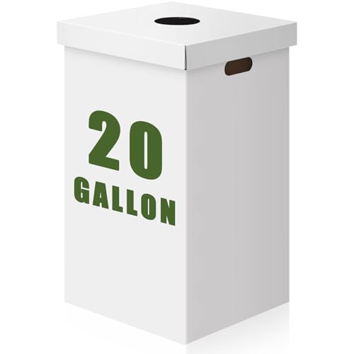 Image of 1 Pack 20 Gallon Cardboard Trash Cans with lid Disposable and Reusable Corrugated Cardboard Cans Recycling Bins Bulk with 20 Garbage Bags for Parties Events