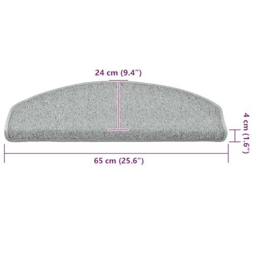 Tapis d'escalier gris clair lot de 30 marches en polypropylène 65x24x4 cm antidérapant autocollant