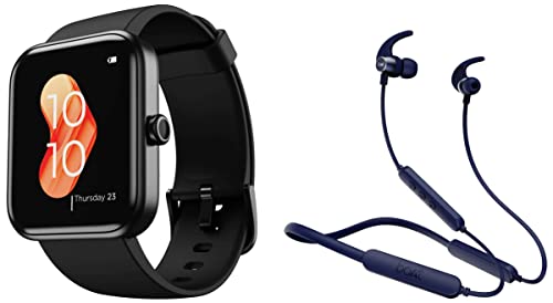 Image of boAt Xtend Smartwatch with Alexa Built-in, 1.69 inch HD Display, Multiple Watch Faces & Rockerz 255 Pro+ in-Ear Bluetooth Neckband with Upto 40 Hours Playback, ASAP Charge, IPX7, Dual Pairing