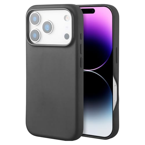 Étui en cuir Crazy Horse avec MagSafe noir, housse de protection fine et vintage pour mobile 17 cm