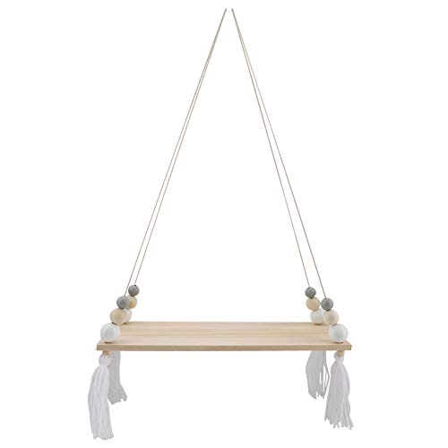 Tissting Estantes Flotantes de Madera para Colgar Estante Colgante de Pared Nórdico Estante de Almacenamiento de Pared Oscilante para Sala de Estar, Dormitorio (Gris Blanco)