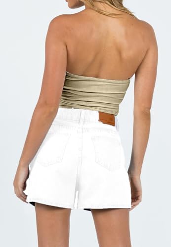 Image of onlypuff Women Denim Shorts Ripped Mid Waisted Jean Shorts with Pockets