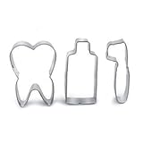 Größe: Approx: Tooth: 5.5 * 8cm, Zahnbürste: 2.6 * 7.7cm, Zahnpasta: 3.7 * 8cm Farben: Silber Gewicht: 32G / Stück Paket: 3 x Ausstecher, Zahn / Zahnbürste / Zahnpasta
