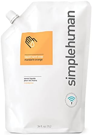 simplehuman Mandarin Orange Moisturizing Liquid Hand Soap Refill Pouch, 34 Fl. Oz.