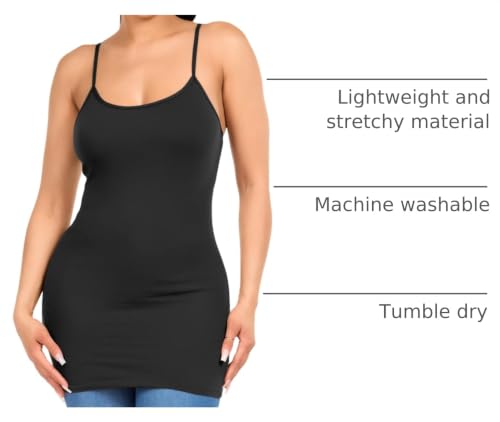 Image of Women's Long Cotton Camisole Spaghetti Strap Tank Top
