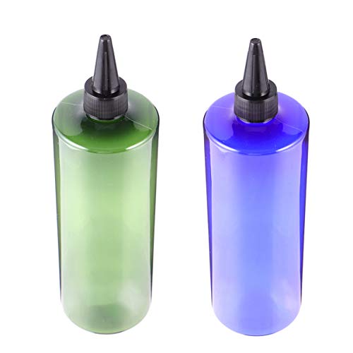 Minkissy 4pcs 500ml Hair Color Bottle Applicator Hair Squeeze Bottles With Twist Top Cap PET Refillable Bottles For Hair Dyeing Salon (Blue Green)