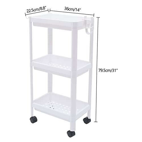 Chariot de beauté roulant et étagère de cuisine à 3 niveaux compacte - 3