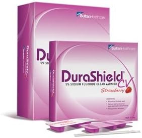 Sultan 31104 DuraShield CV 5% Sodium Fluoride Clear Varnish, 0.4ml Volume, Strawberry (Pack of 50)