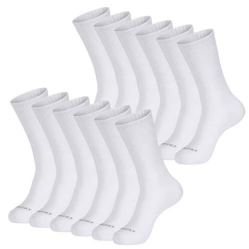 MONFOOT Men's/Women's 6 Pairs Cotton Daily Crew Socks, Multipack