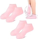JENTOKA Men's and Women's Hydrating Silicone HEAVY QUALITY Gel socks for dry, cracked feet that moisturise and heal cracked heels Multicoloured Natural Oil Spa Gel Socks.(multicolor) PACK OF 2