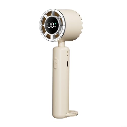 JGmotorfi Ventilador eléctrico compacto con motor turbo, 100 opciones de velocidad y pantalla digital en tiempo real (color piel)