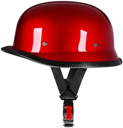 Half Helmet Novelty Skull Cap for Men Women German Style, Adult Open Face Motorcycle Helmets Blue, Retro Black/Red/Blue Half Face Helmet DOT Approved Crusier Moped Scooter