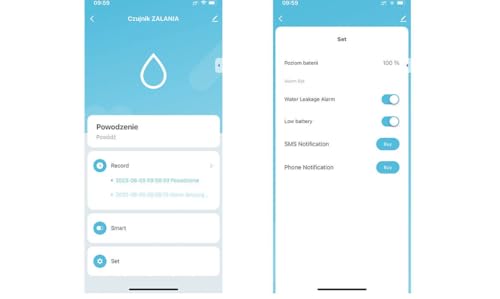 Sone Smart One WLAN Wassermelder mit App – Wassersensor für TUYA/Smart Life – Wasserlecksensor & Feuchtigkeitsmelder – Batterie 2xAAA – kompakt – Wasseralarm Melder Smart Home