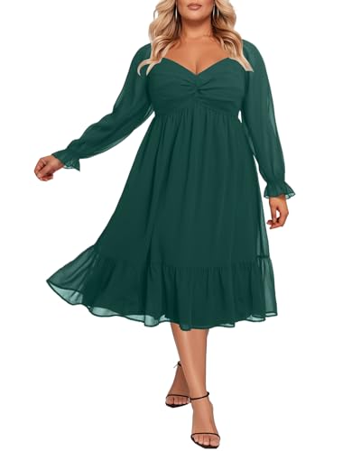 Talisea Plus Size Green Dresses Curvy Women Wedding Guest Fall