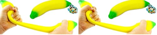 JA-RU Super Stretchy Banana and Bouncy Ball Bundle Fidget Stress Relief Toy for Kid and Adults. Stretches Long. Great ADD ADHD Autism & Hand Therapy. Plus 1 Bouncy Ball. Smells Good 3340p. (Pack of 2)