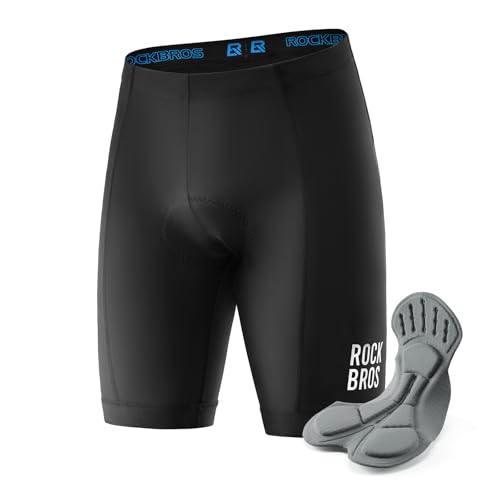 ROCKBROS Pantalones Cortos Ciclismo Hombre, Culotte Ciclismo Verano con Acolchado Transpirable para MTB Bicicleta de Carretera, S-2XL