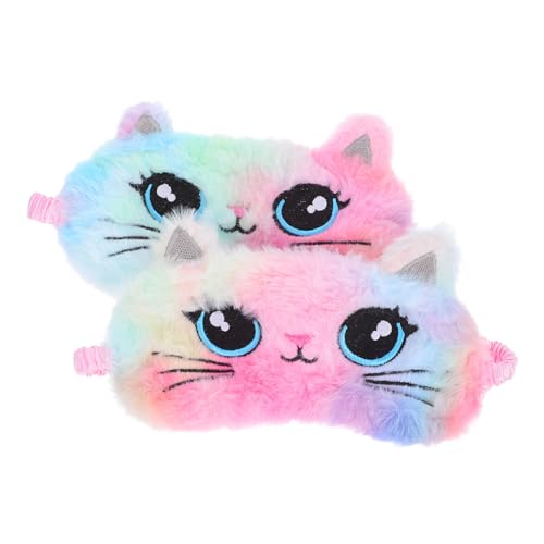 FRCOLOR かわいい動物の睡眠 ソフトプラッシュ目隠し かわいい猫の目隠し 睡眠アイ お昼寝用アイシェード 子供 ティーン 女の子 女性用 2個