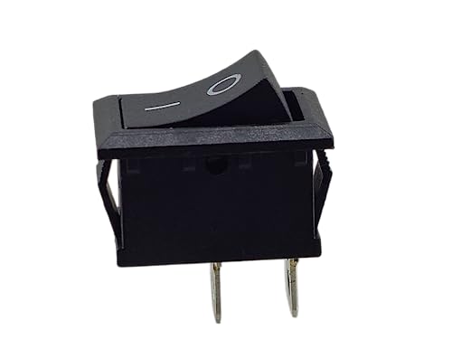 Wippschalter, Kippschalter, Geräteschalter, Mini-Wippenschalter 250V 6A 125V 10A AC, KCD1 (6V 9V 12V 24V 125V AC/DC) schwarz rechteckig 19 x 13 mm, 2 Polig EIN/AUS