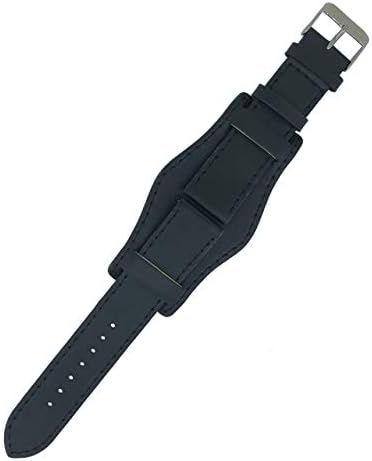 T A Genuine Leather Black Colour Military Cuff Watch Strap 18mm 20mm 22mm and 24mm