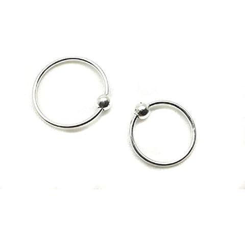 Set of 2 Sterling Silver Nose Ring with Ball 8mm 10mm Cover
