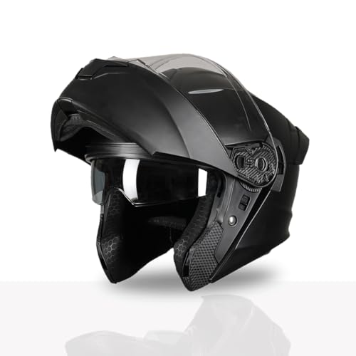 Image of TVS Racing SuperPose Smoked Dual Visor Flip Up Modular Helmet for Men and Women, ISI DOT Certified, ABS Shell, Quick Release Visor, Lightweight, Ventilated, Open Face to Full Face
