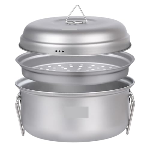 Compatible for Ti artisan Titanium Steamer Stockpot Set with Lid, Outdoor Camping Soup and Steaming Pot Mess Kit