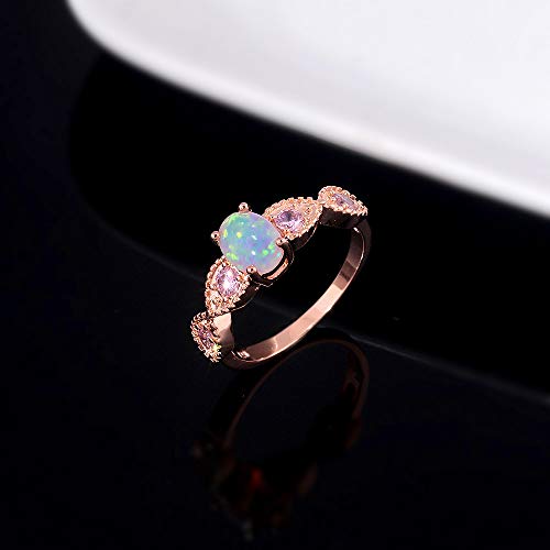 Cinily Gold Opal Ring For Women Girls 14K Rose Gold Plated Gemstone Engagement Anniversary Ring Size 8 #TOP2
