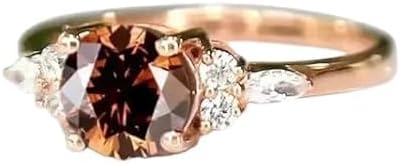 Shasha Creation 2CT Round-Cut Chocolate Lab Created Diamond Ring, 14K Rose Gold Finish, Sterling Silver, Solitaire Engagement Style