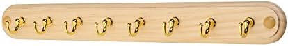 Modern Eight (8) Hook Key Rack by Weirwood (Natural Wood/Gold Hooks)