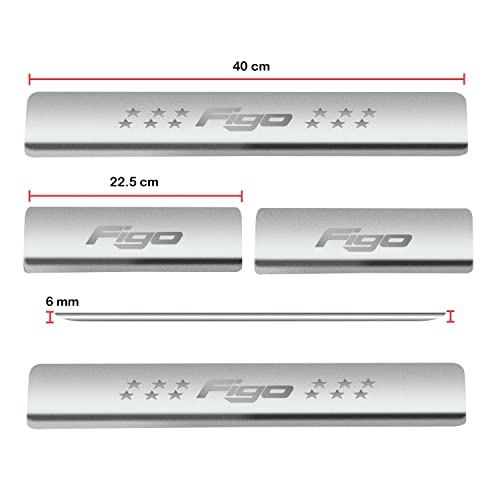 Image of AC Door Sill /Foot Step Stainless Steel Scuff Plate Plates Compatible with Ford Figo (Model 2010-2017 (Set of 4 Pcs)